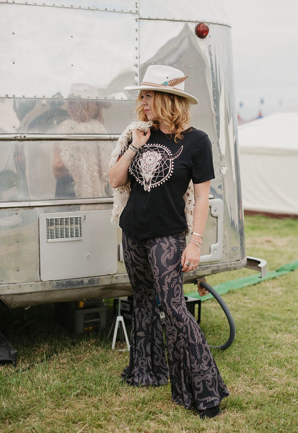 Black Longhorn Mandala Tee