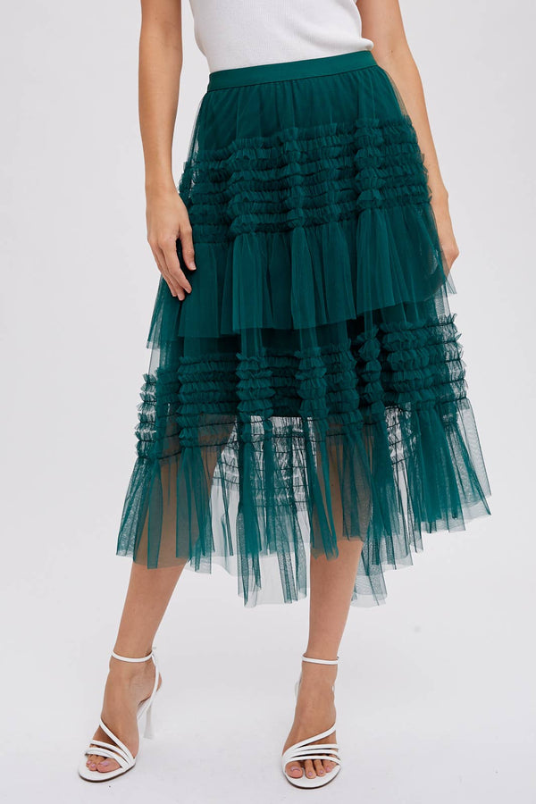 Green Tulle Maxi Skirt