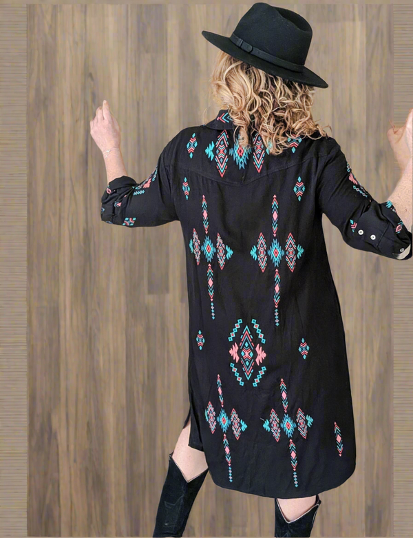 Black Western Shirt Dress