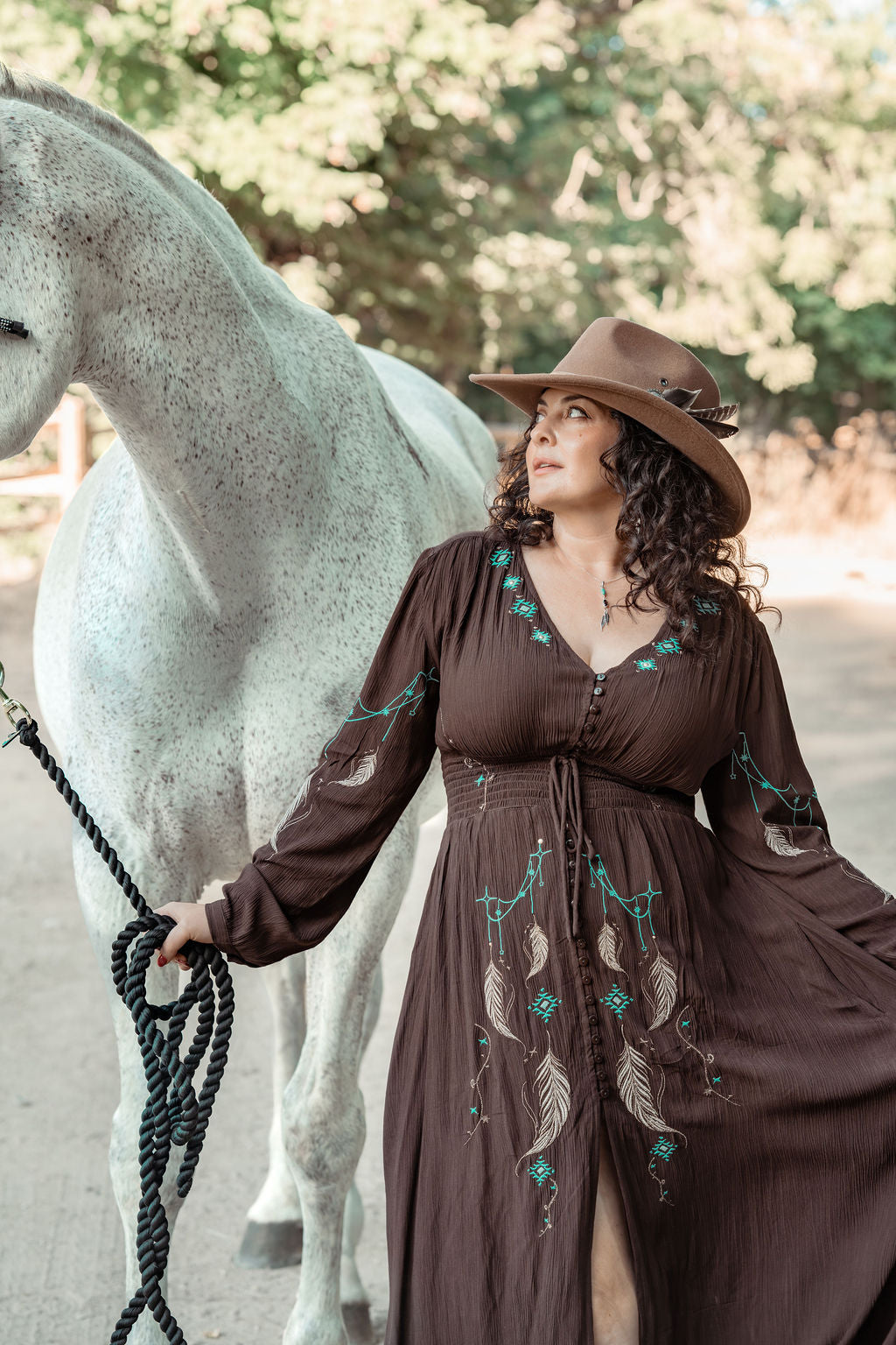 'Wings' Chocolate Maxi Dress