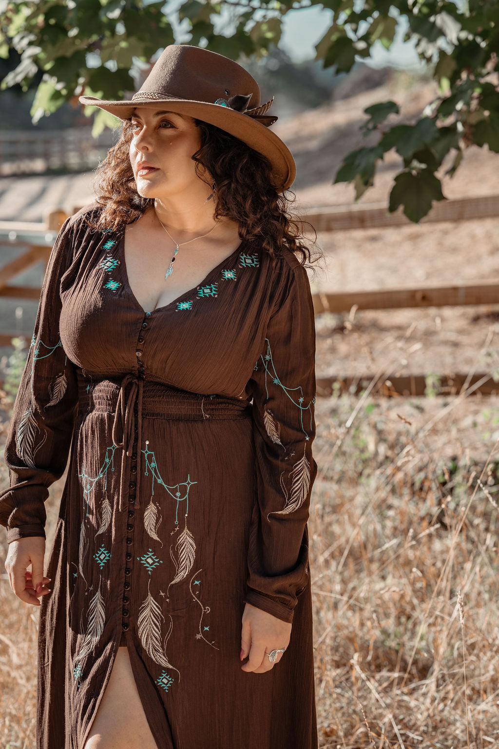 'Wings' Chocolate Maxi Dress