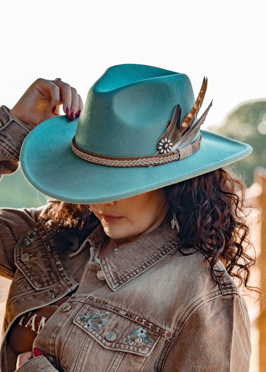Dusty Teal Western Hat