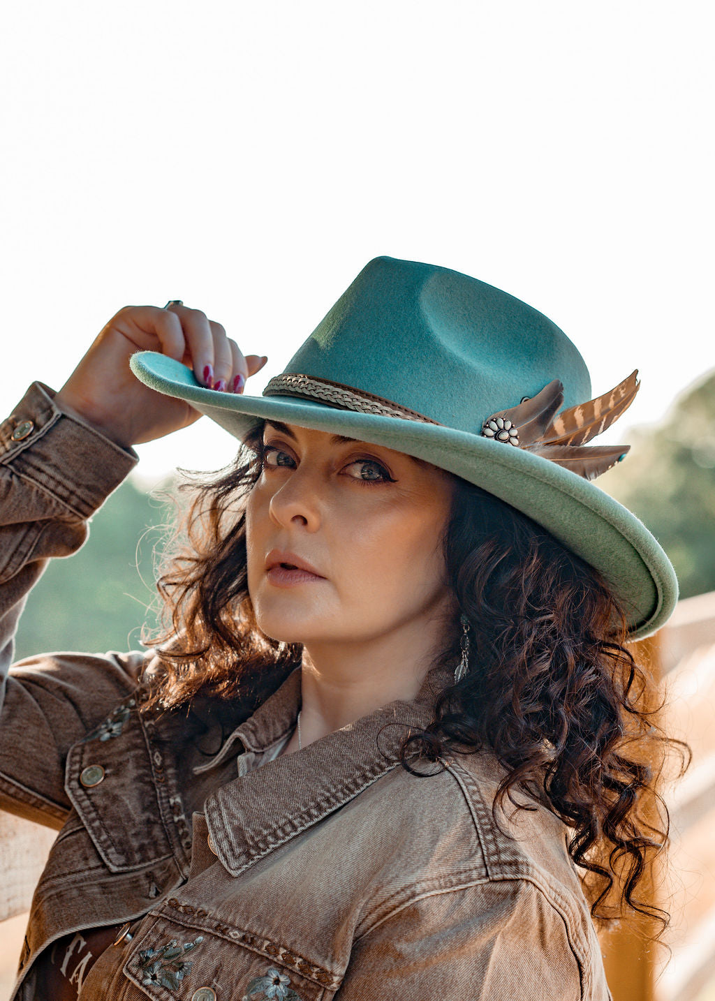 Dusty Teal Western Hat
