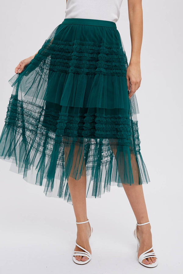 Green Tulle Maxi Skirt