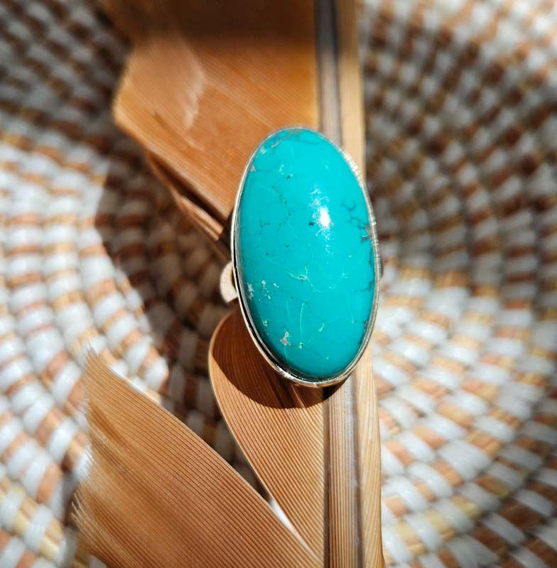 Genuine Turquoise Oval Ring