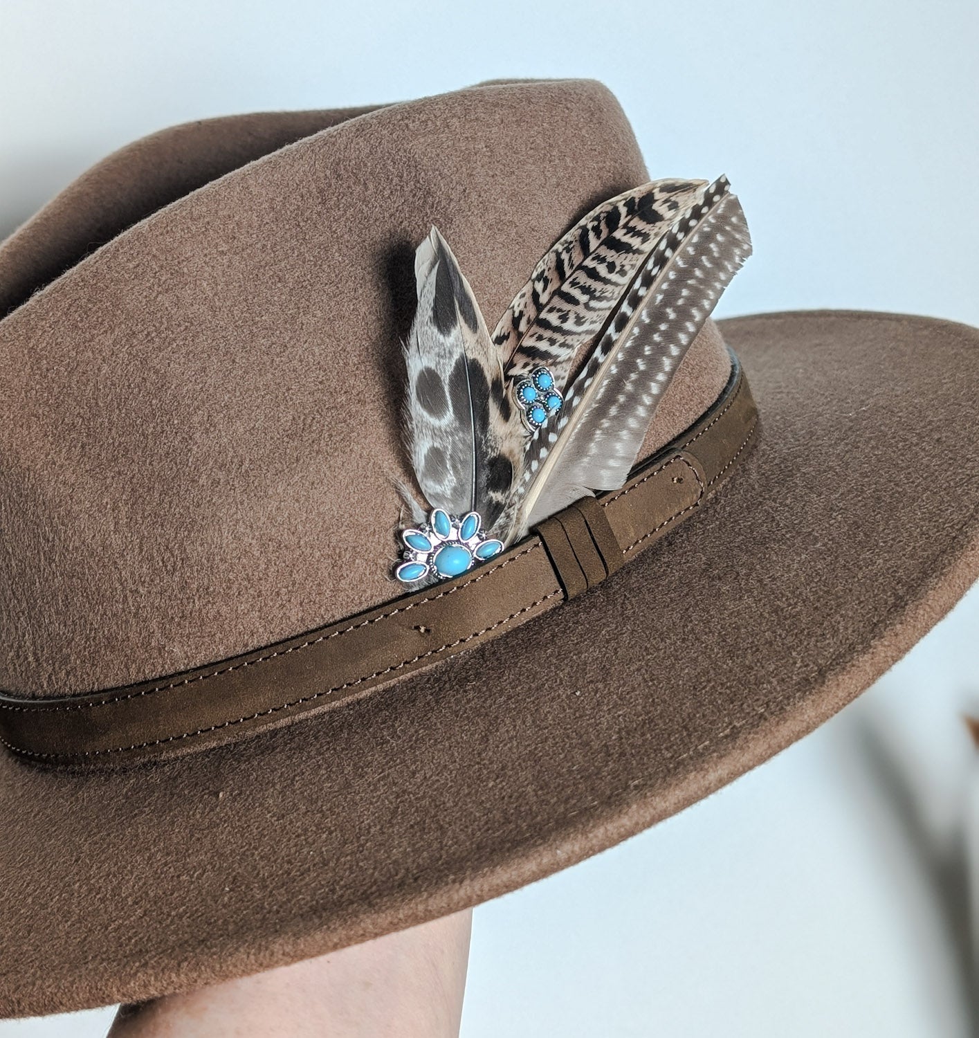 Brown Feather Fedora Hat