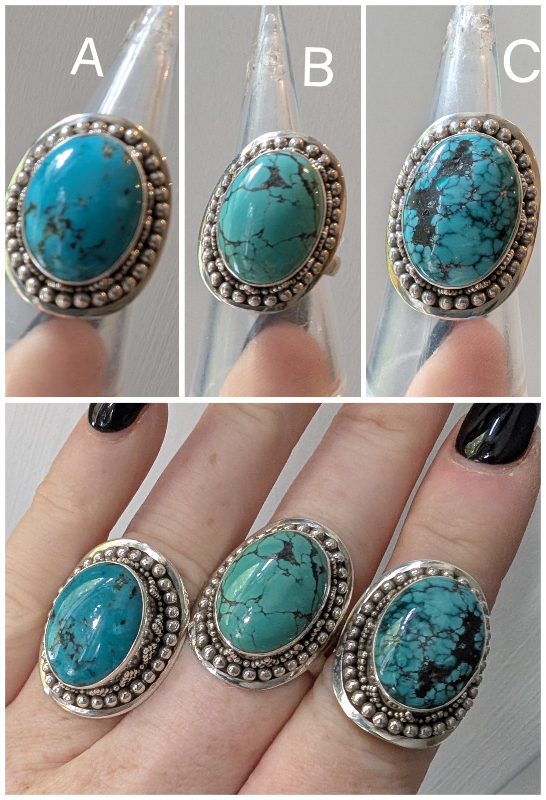 Adjustable Turquoise Oval Tribal Ring (Large)