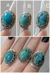 Adjustable Turquoise Oval Tribal Ring (Large)