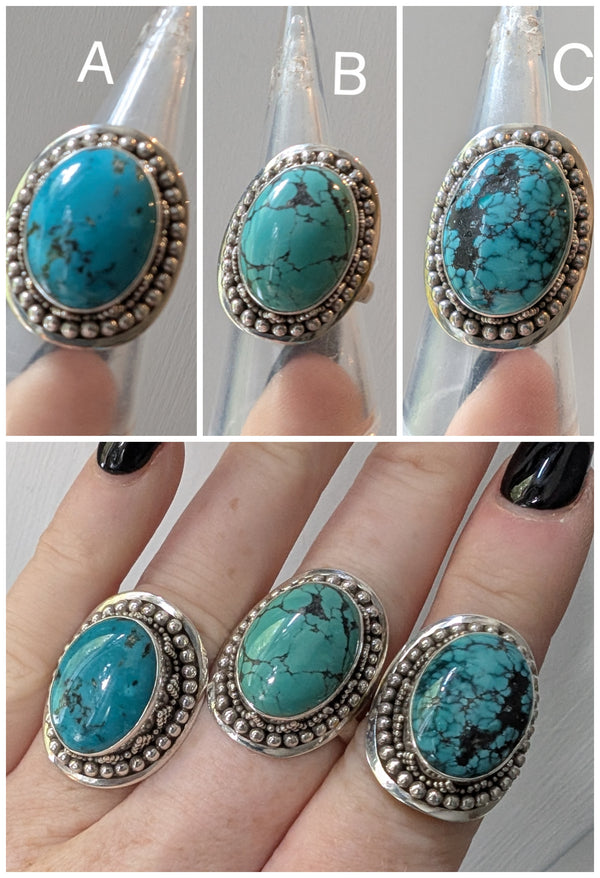 Adjustable Turquoise Oval Ring