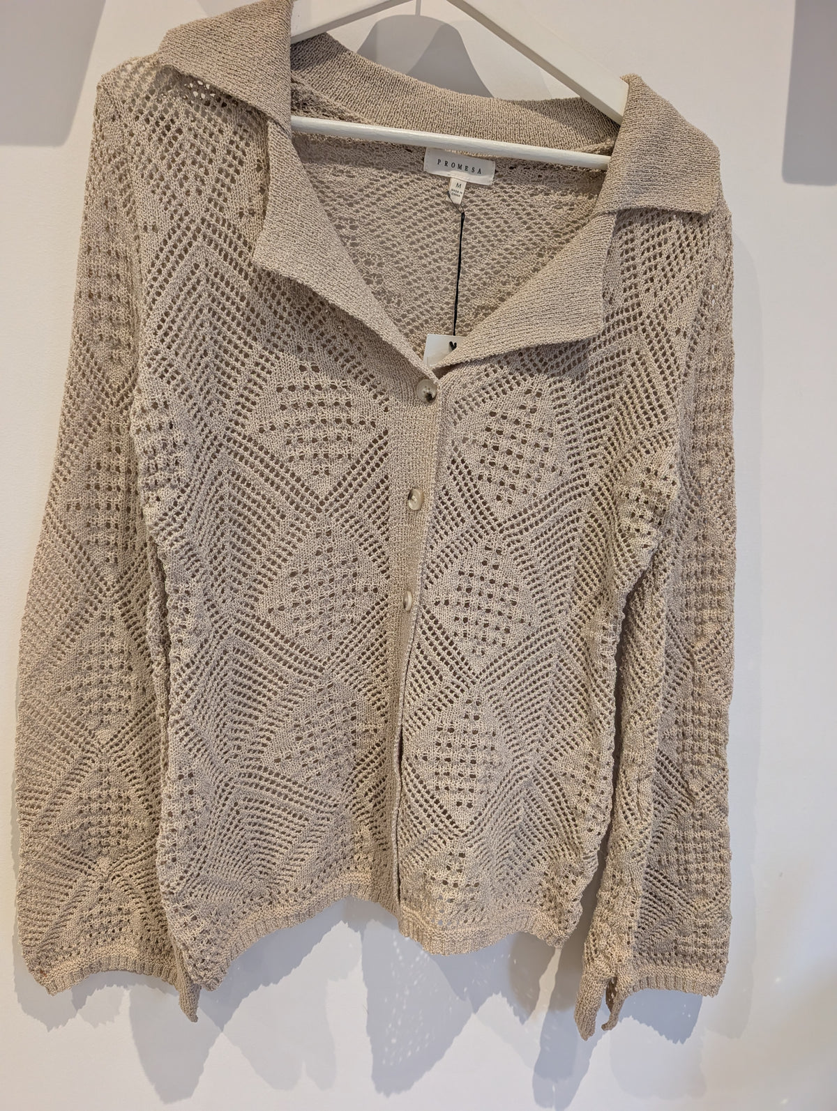 Oatmeal Knit Button Top