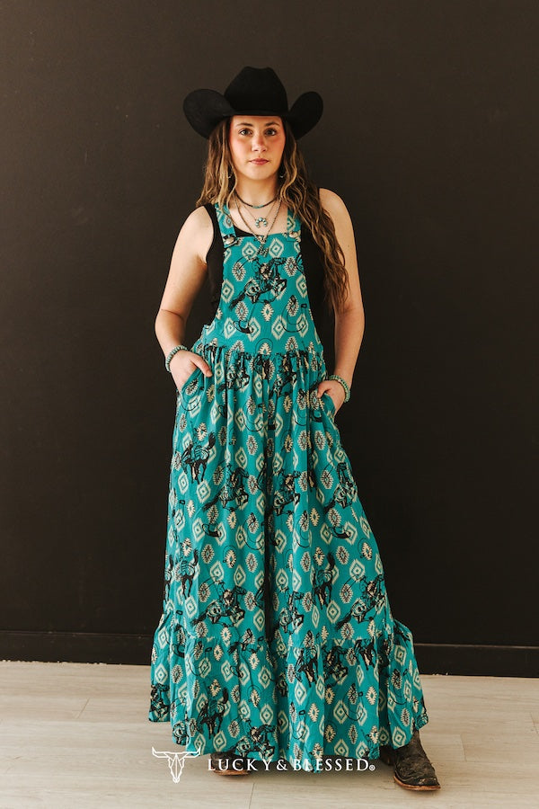 Turquoise Western Dungarees