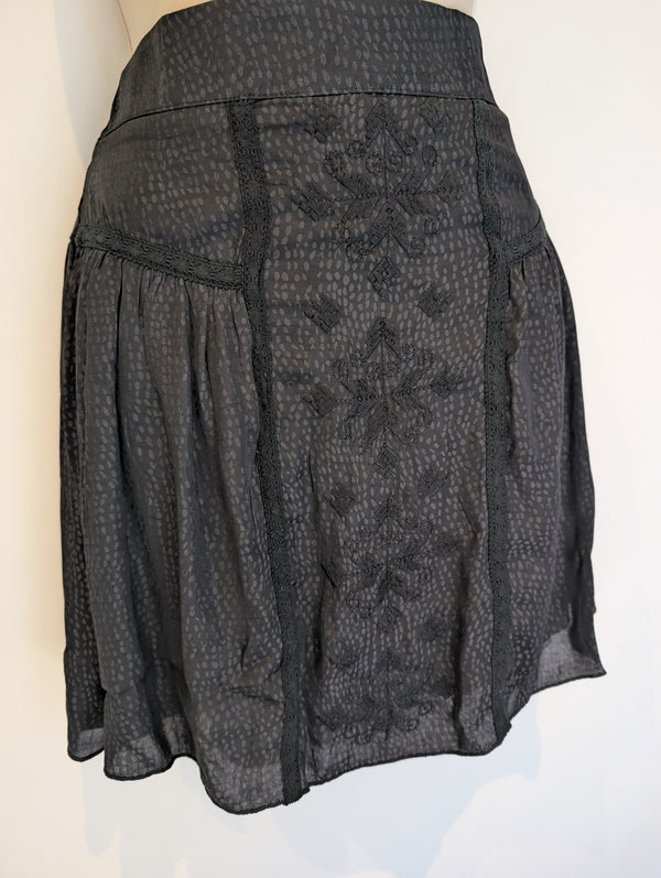 Black Boho Mini Skirt S