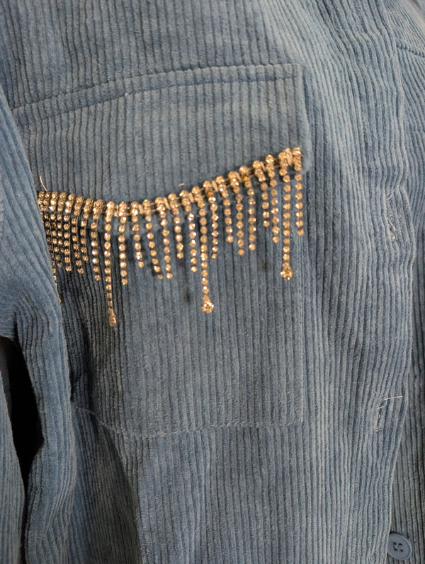 Blue Rhinestone Shacket XL