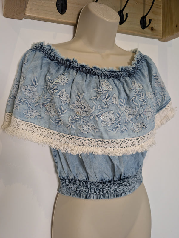 Boho Embroidered Crop Top S/M
