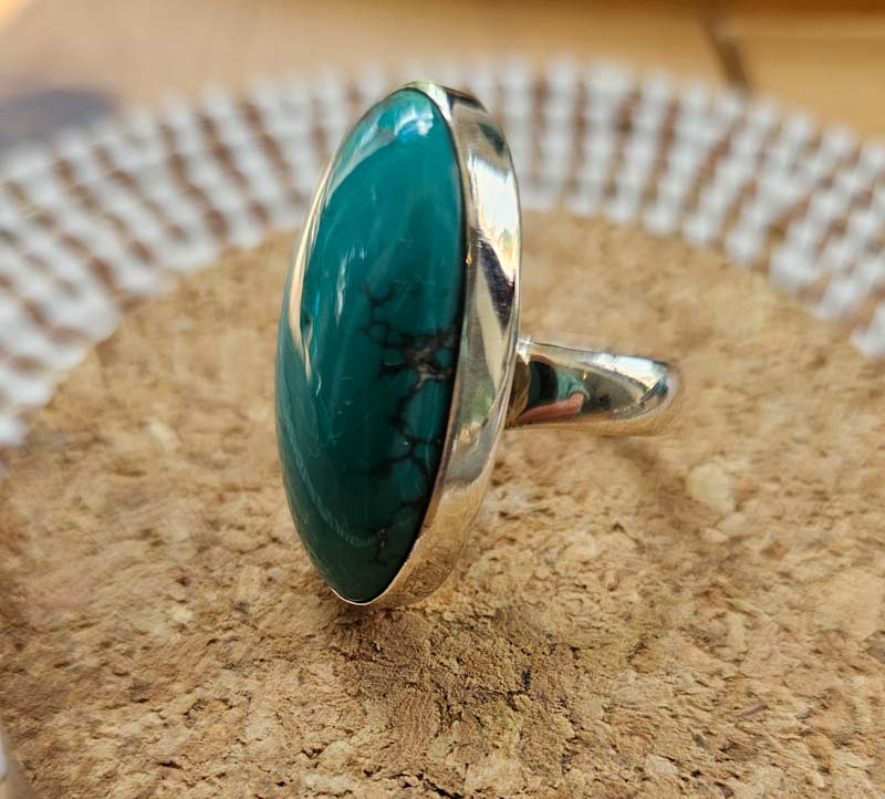 Genuine Turquoise Oval Ring