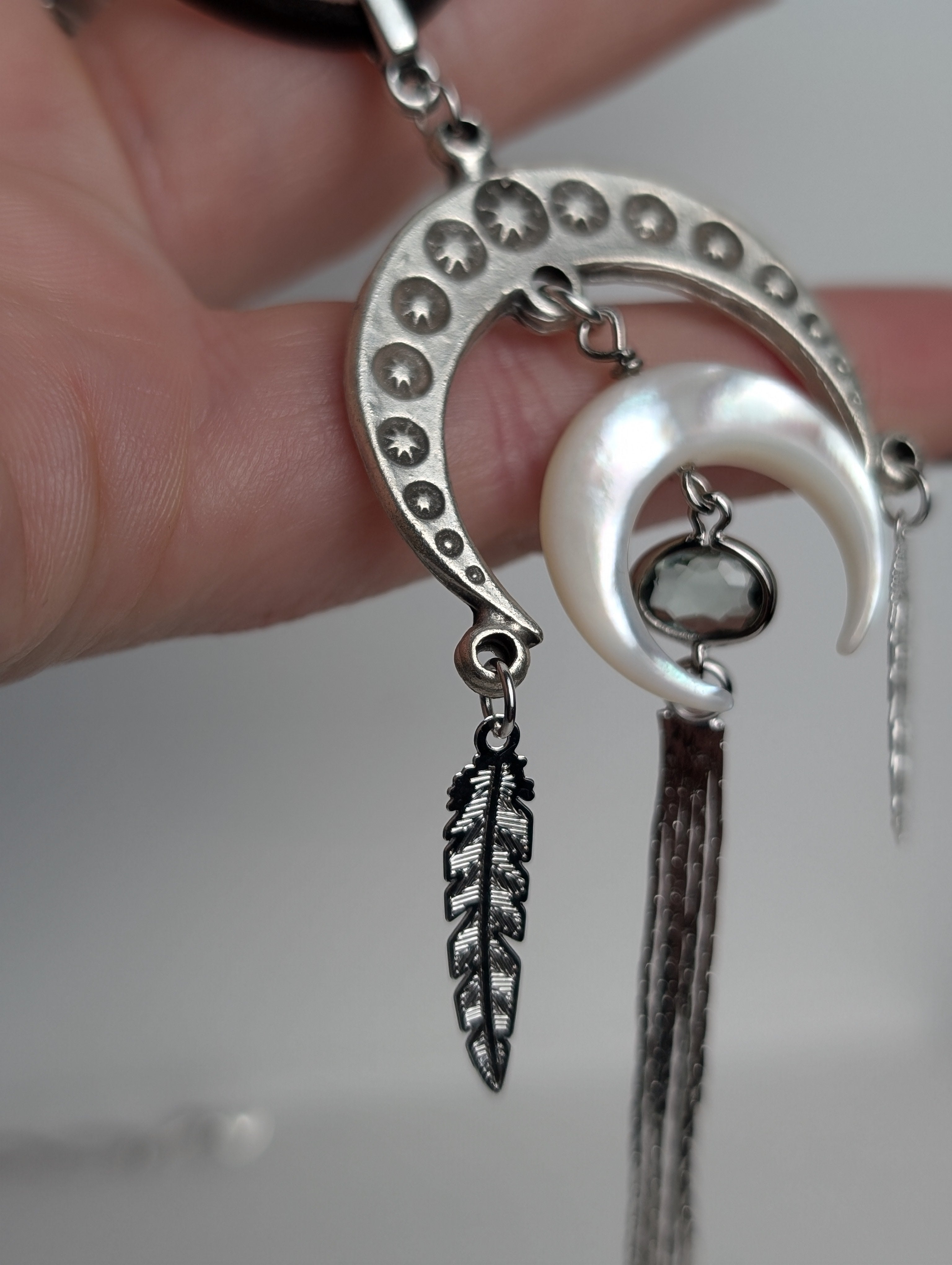 Cosmic Crescents Tassel Choker - Boho Buffalo Accessories