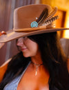 Brown Turquoise Flower Western Hat