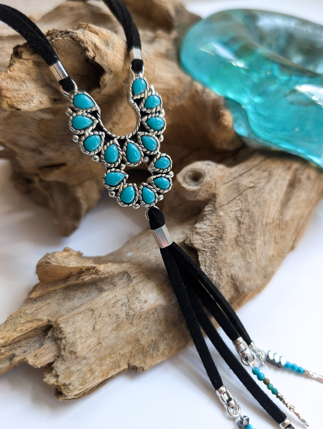 Turquoise Horseshoe Tassel Necklace - Boho Buffalo Accessories