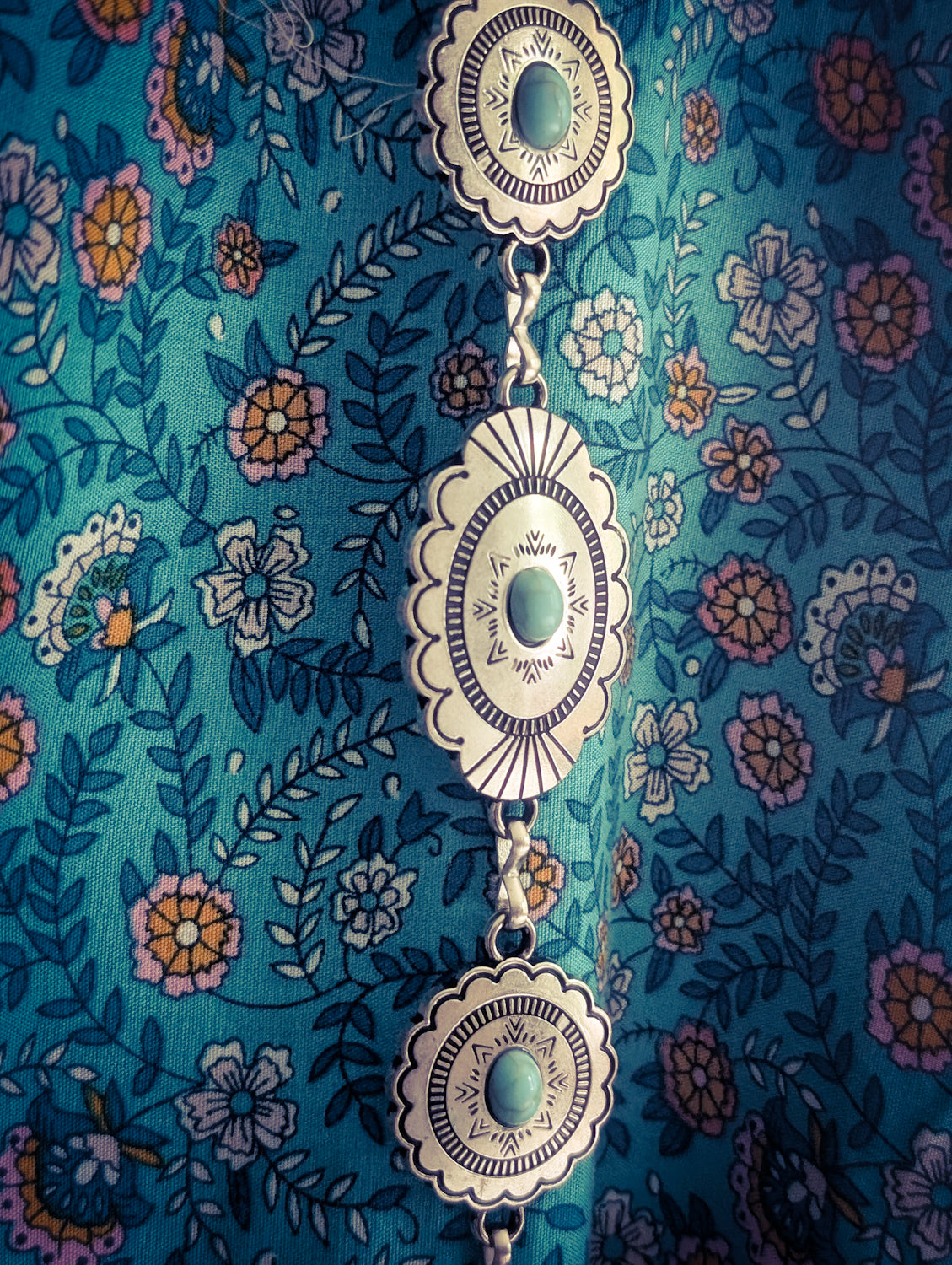 Silver & Turquoise Concho Belt - Boho Buffalo Accessories