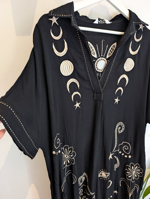 Cosmic Gold & Black Shirt Dress