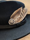 Black Diamante Feather Fedora Hat