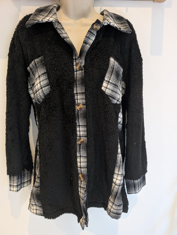 Black Plaid Soft Shacket L
