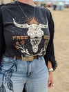 Black Boho Bull Tee