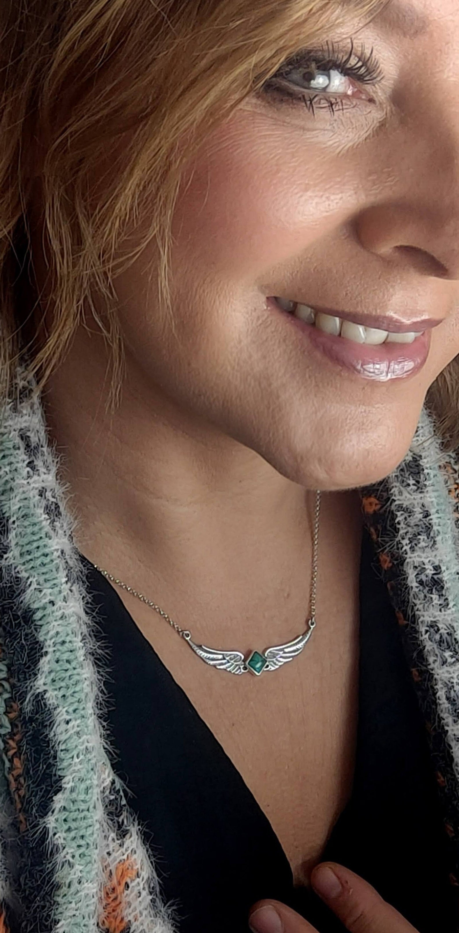 Turquoise Angel Wing Pendant - Boho Buffalo Accessories