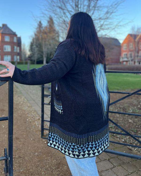 Navy Aztec Cardigan - Boho Buffalo Accessories