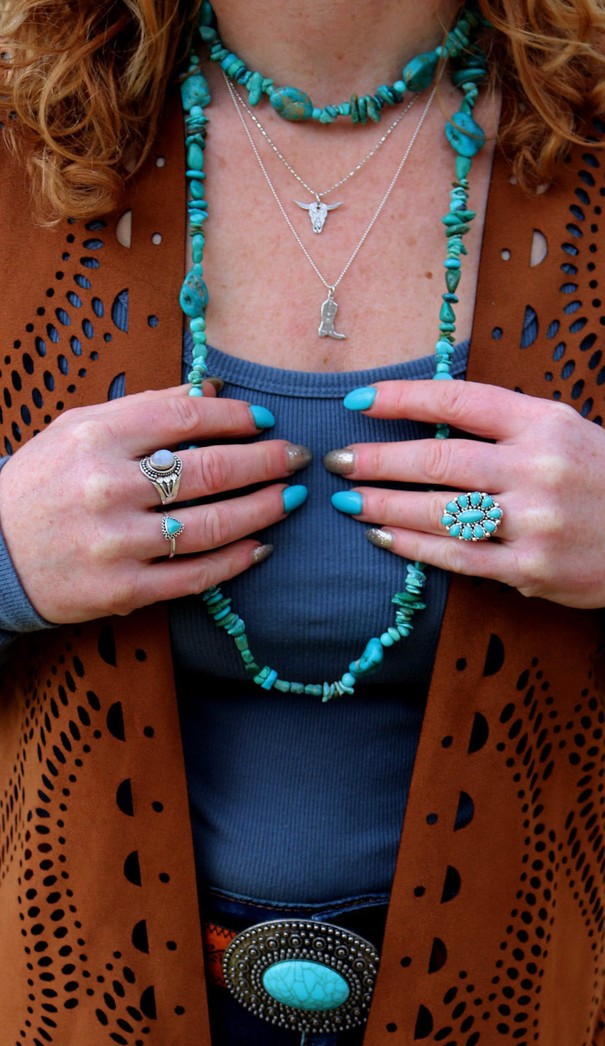 Turquoise Western Flower Ring - Boho Buffalo Accessories