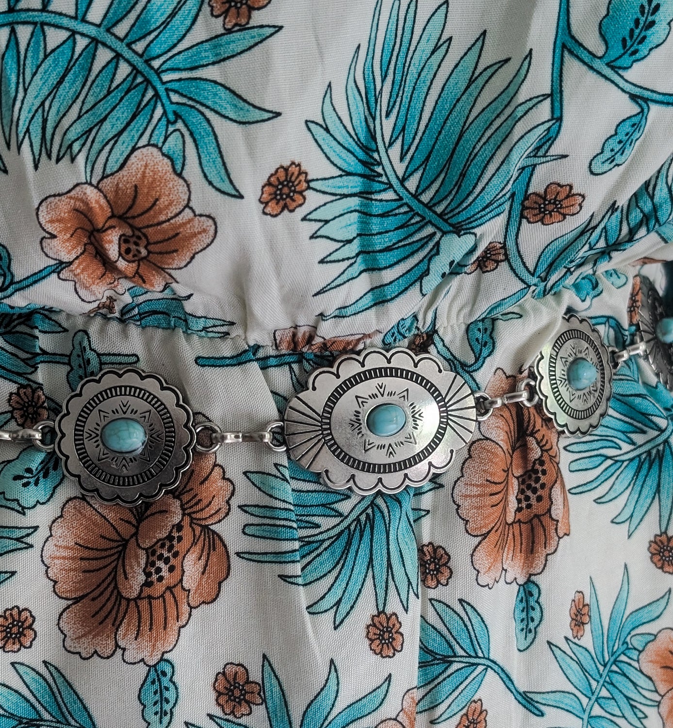 Silver & Turquoise Concho Belt - Boho Buffalo Accessories