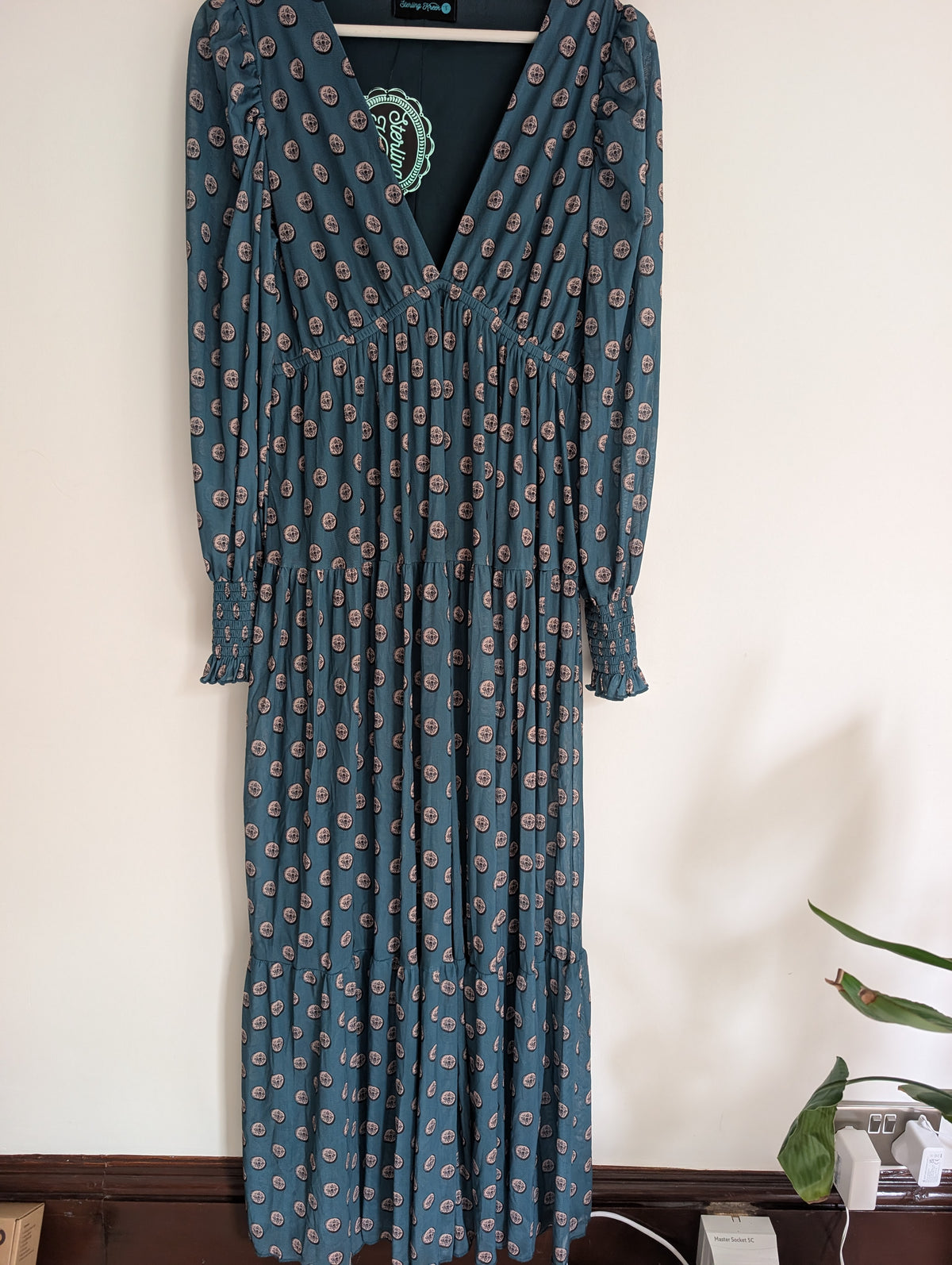 Teal Dotted Maxi Dress