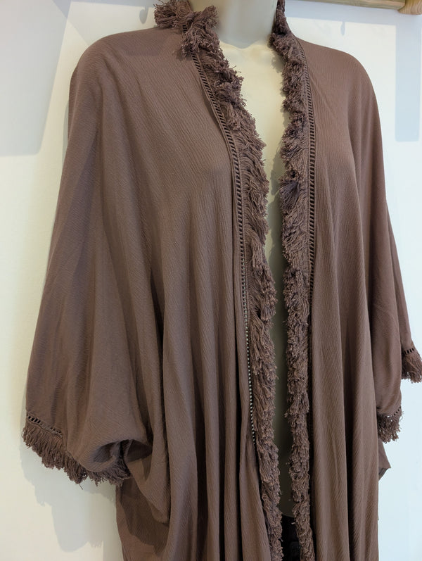 Brown Fringe Shawl M/L