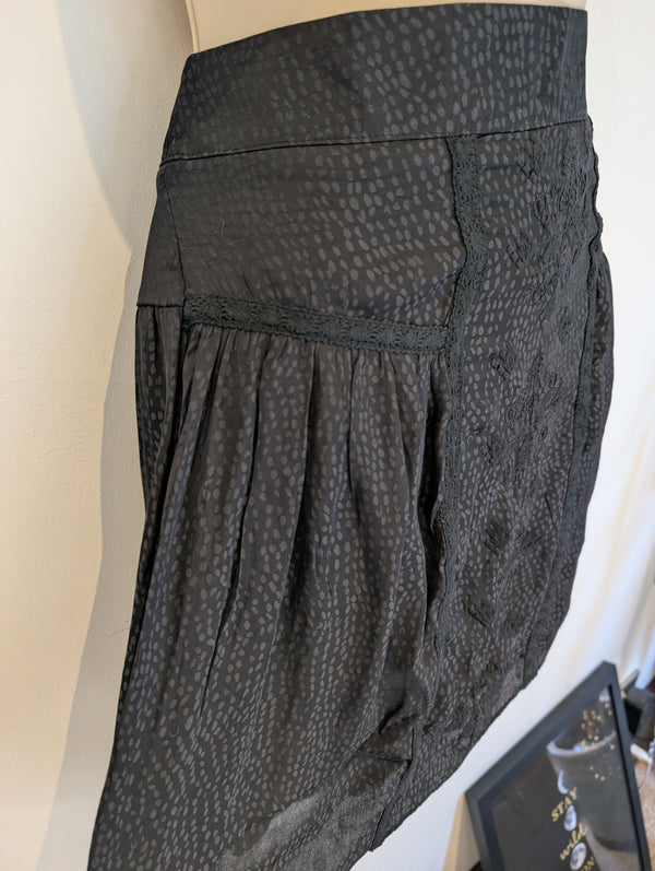 Black Boho Mini Skirt S