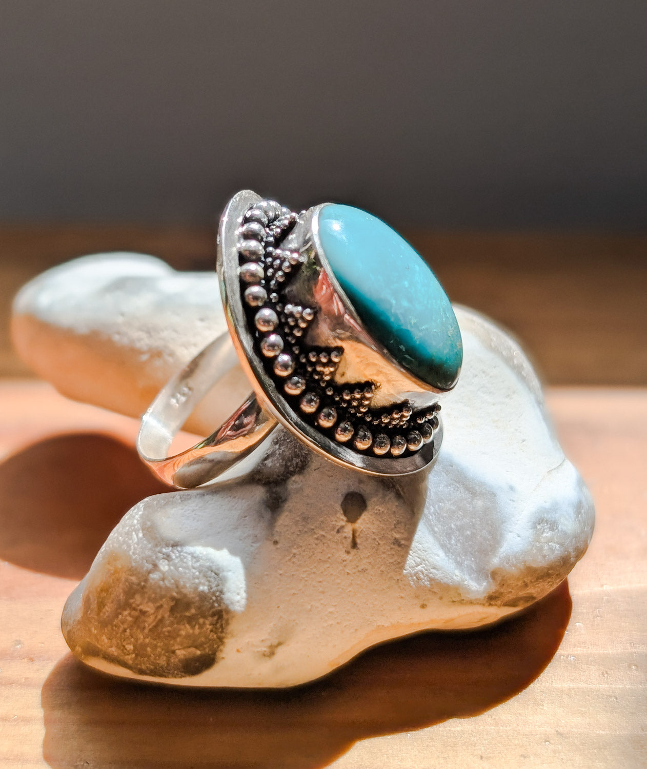 Adjustable Turquoise Oval Ring