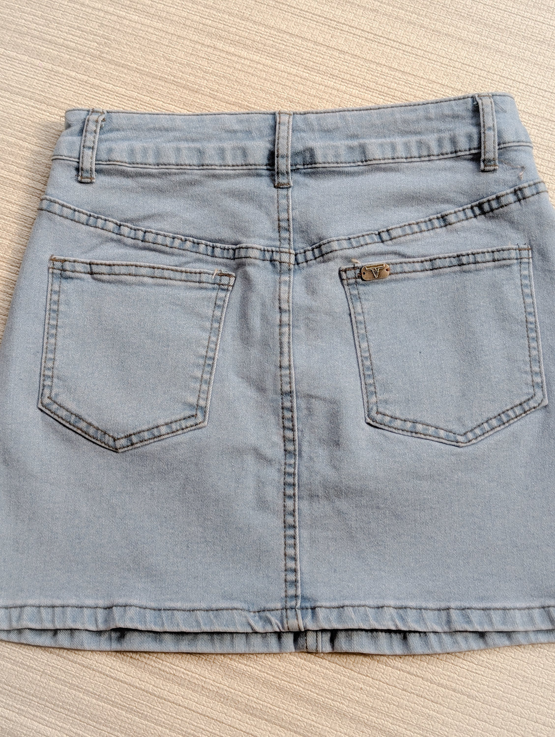 Denim Boot Stitch Mini Skirt