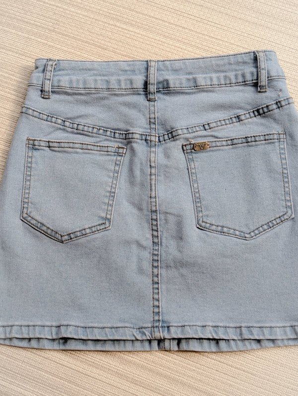 Denim Boot Stitch Mini Skirt