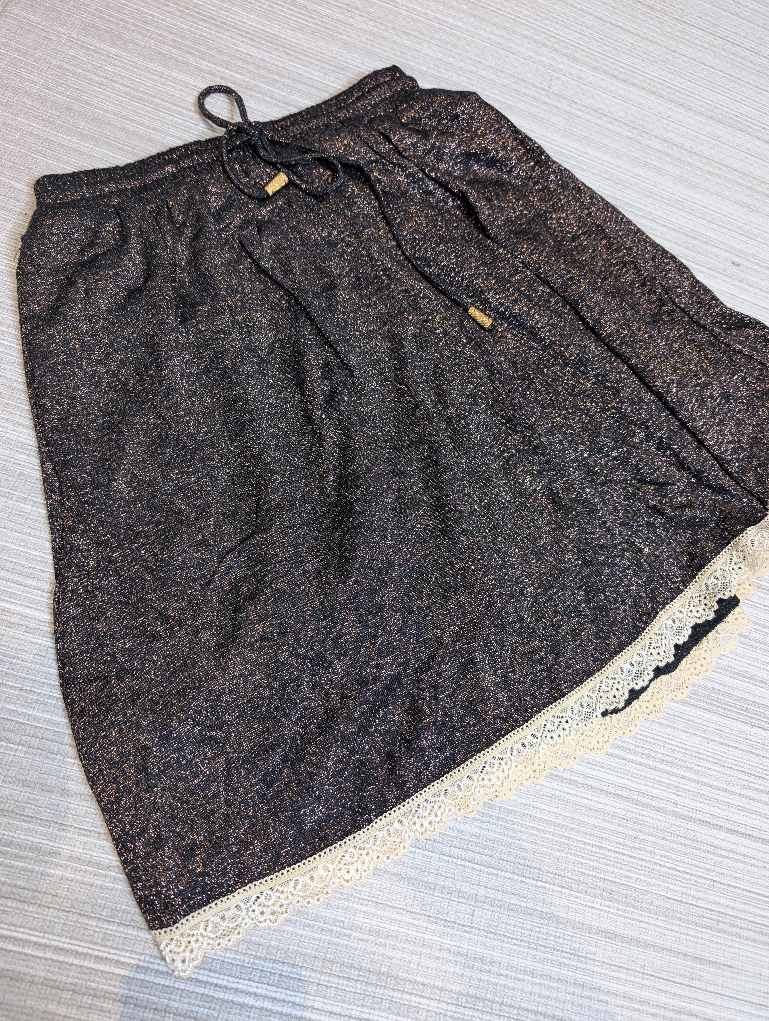 Brown Lace Shimmer Skirt S