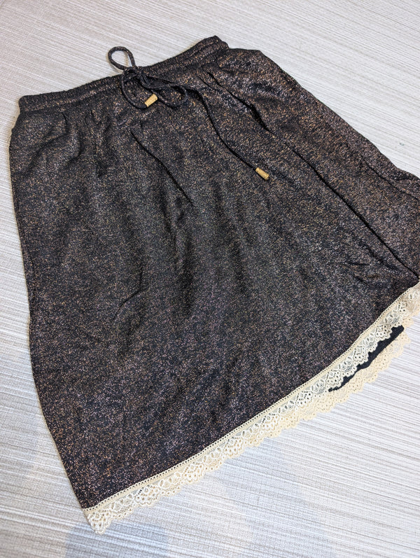 Brown Lace Shimmer Skirt S