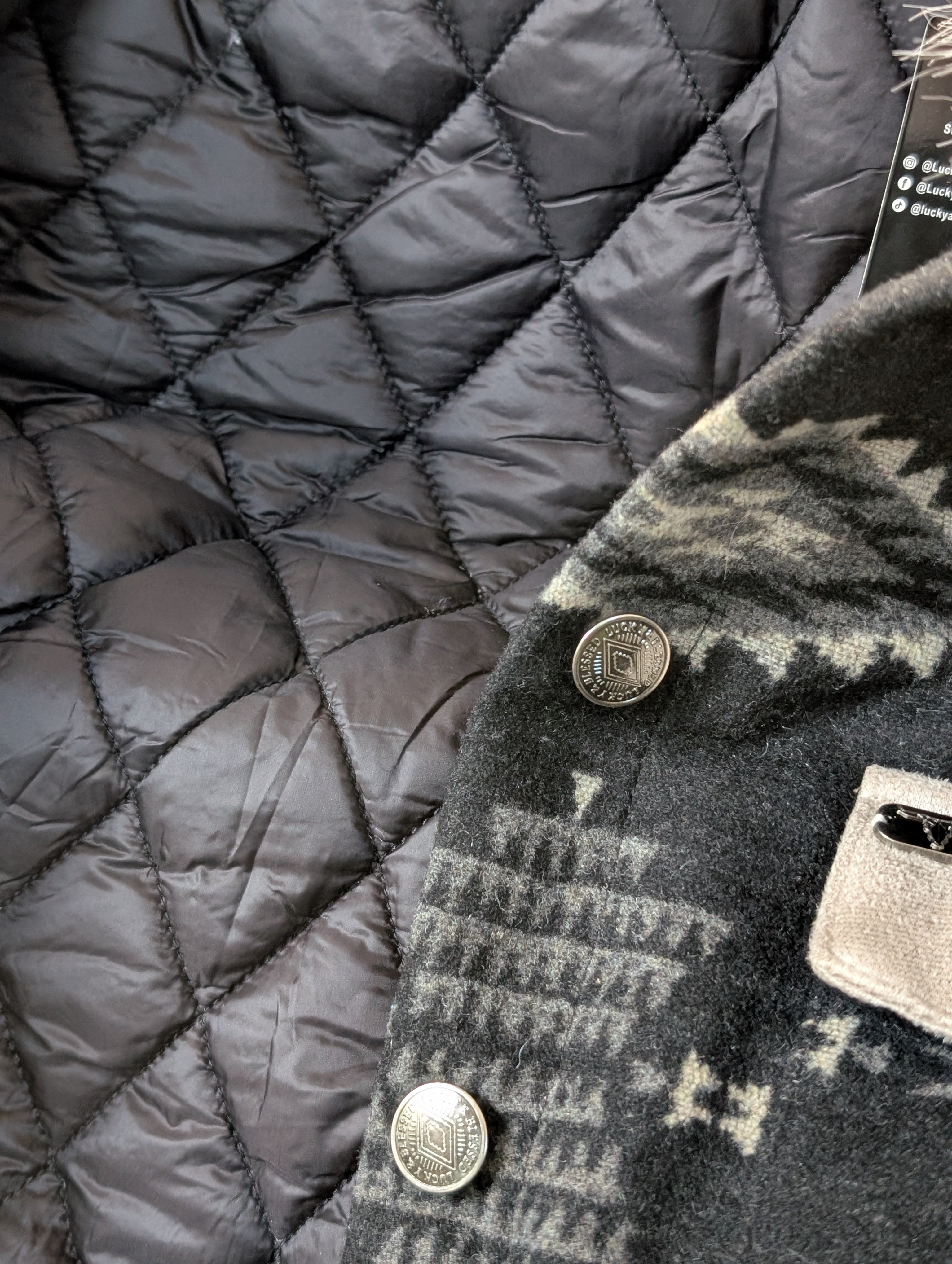 Black Fur Aztec Jacket - Boho Buffalo Accessories