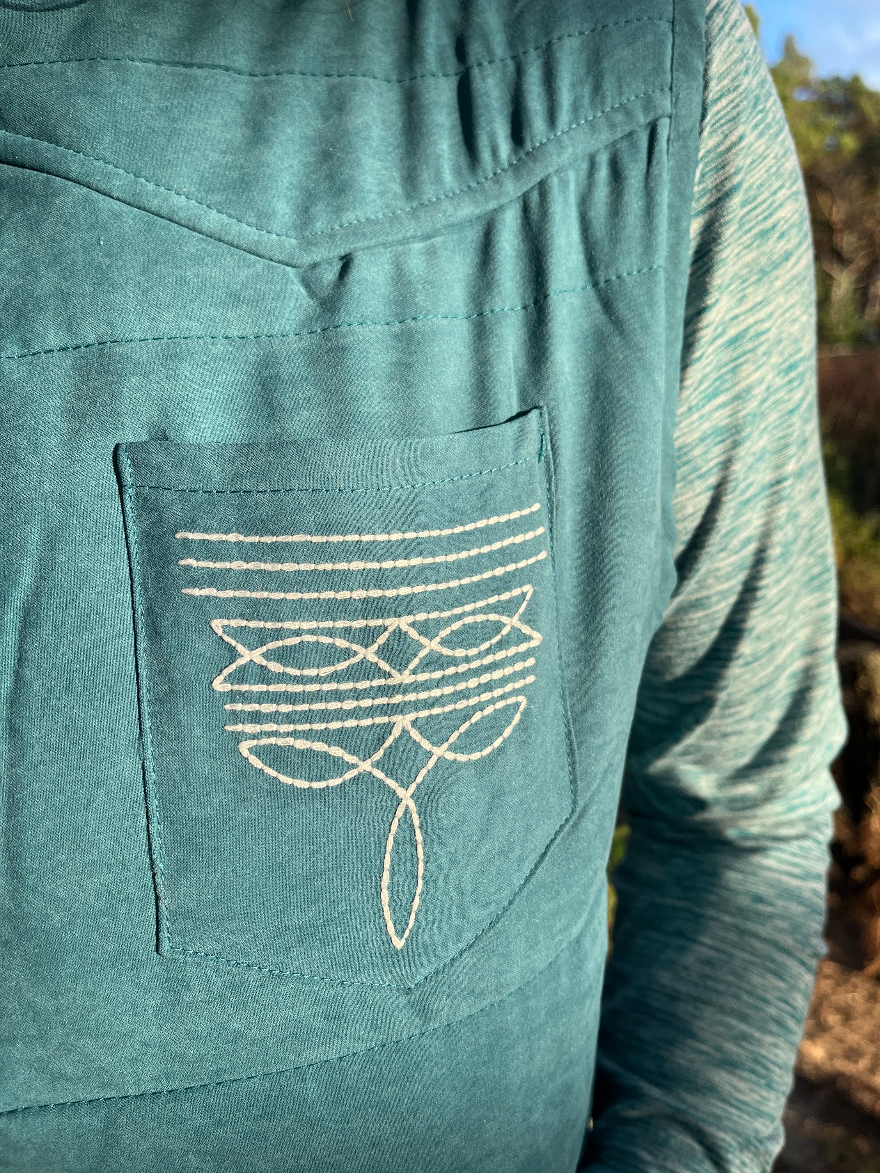 Teal Western Stitch Gilet (S-3XL) - Boho Buffalo Accessories