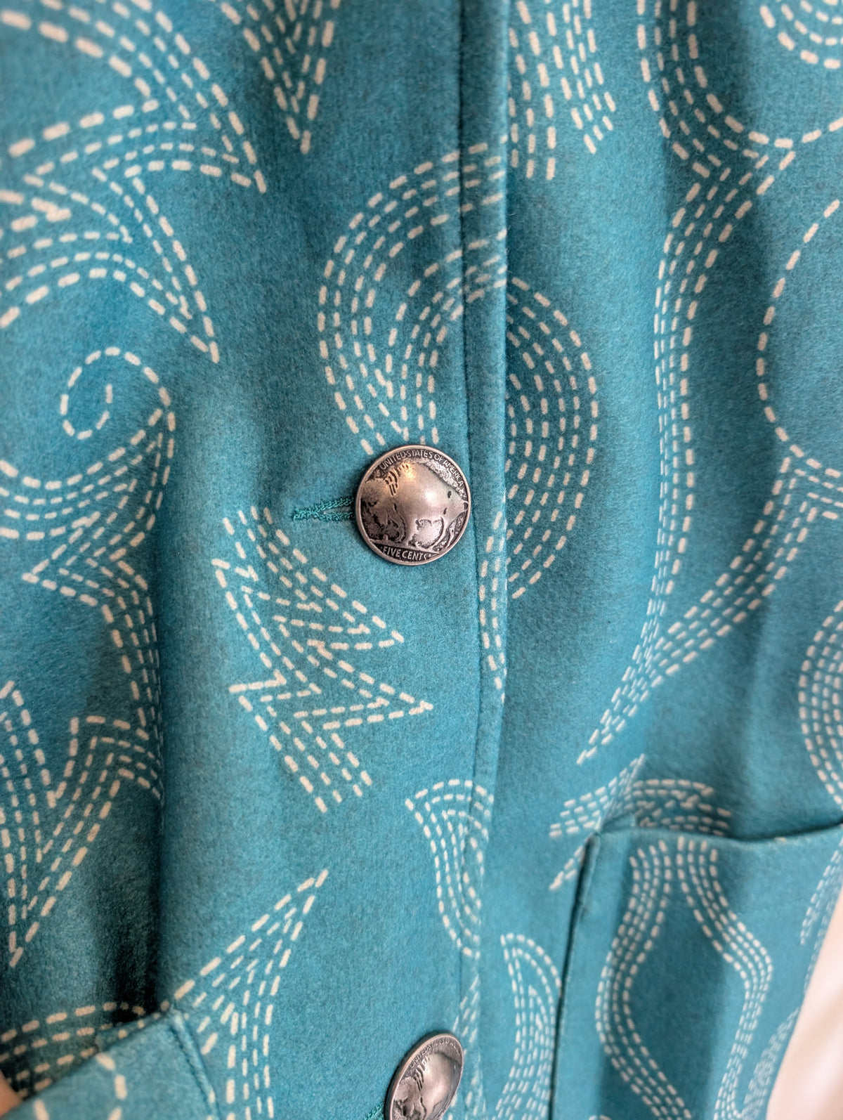 Turquoise Wool Coat (Small)