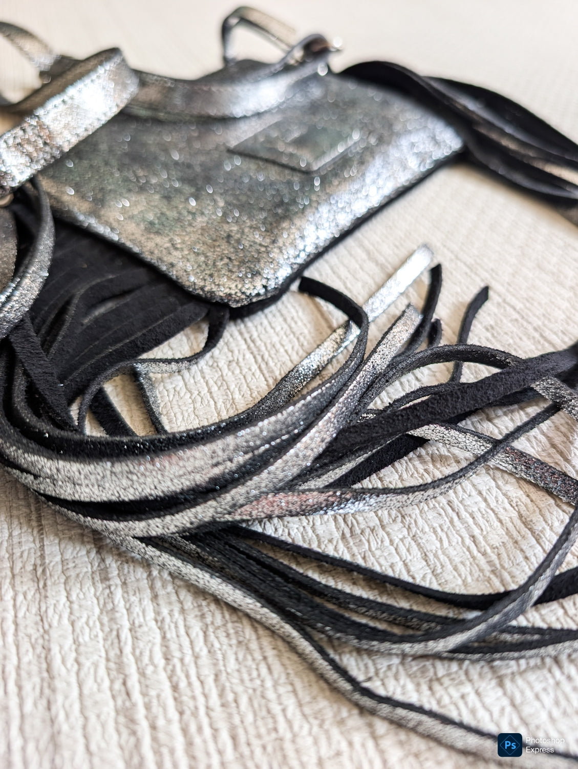 Black & Gunmetal Mini Fringe Bag - Boho Buffalo Accessories