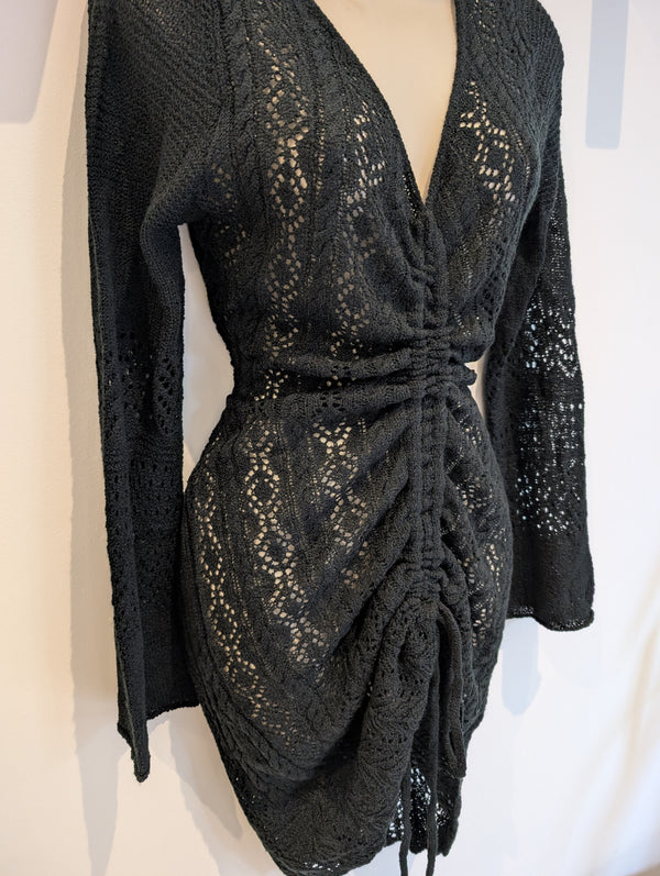Black Crochet Dress L