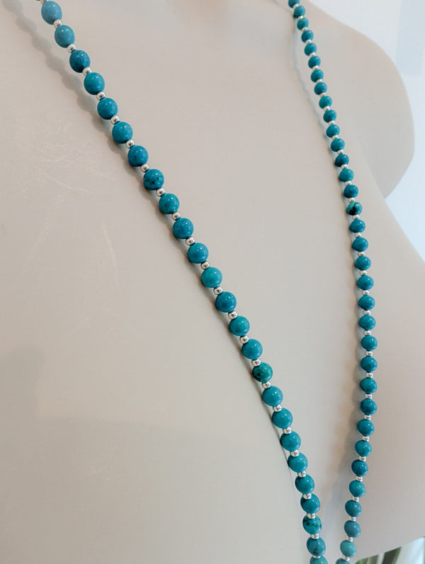 Turquoise gemstone Lariat Feather Necklace