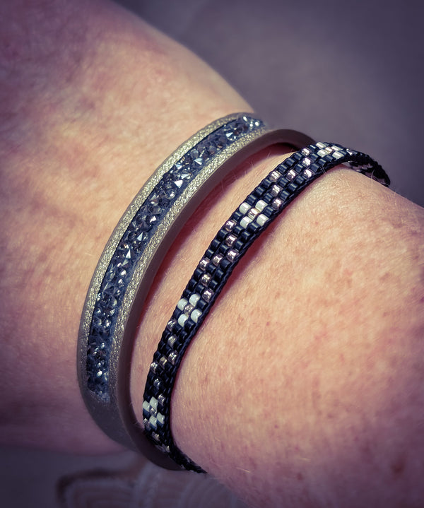 Champagne Crystal Leather Cuff