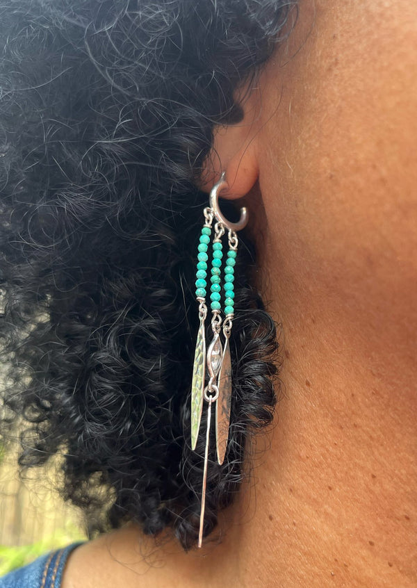 Tail Feather Gemstone Earrings