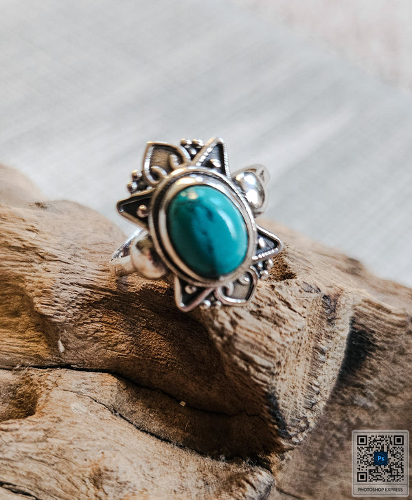 Blue Howlite Starburst Ring