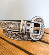Ivory Tooled Leather Belt