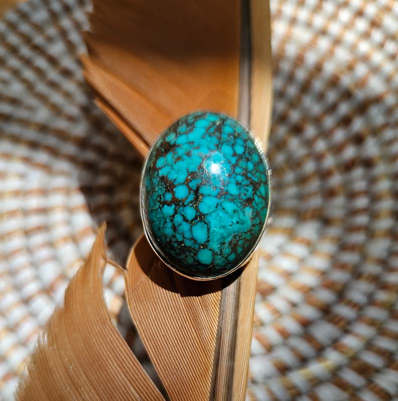 Genuine Turquoise Oval Ring